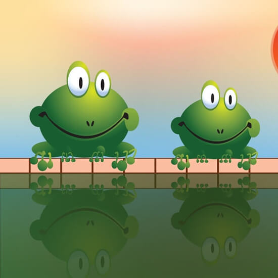 איור דיגיטלי של צפרדעים כהכנה לסרטון באנימייט